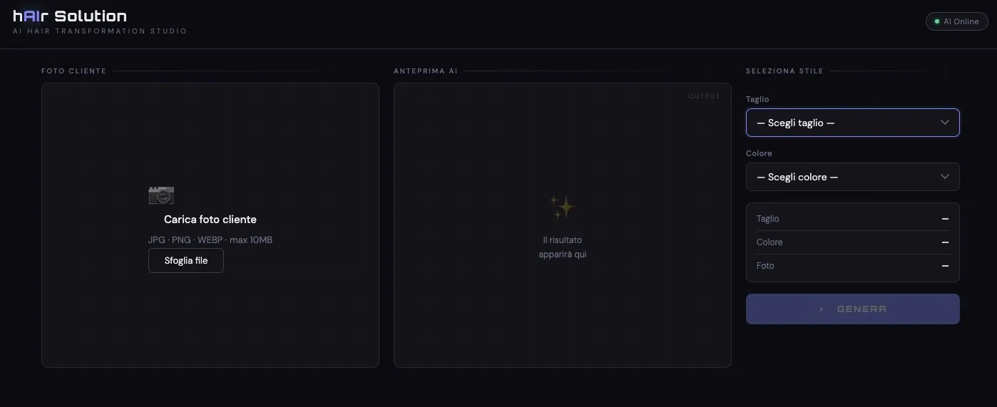 AI visuale trasformazione capelli